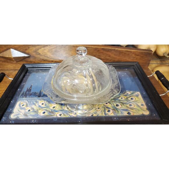 Vintage Covered Butter Cheese Dish Madrid Pattern - Picture 3 of 6